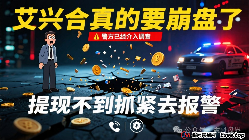 艾兴合真的要崩盘了,警方已经介入调查,提现不到抓紧去报警